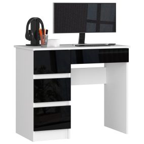   AKORD CLP A-7 Balkezes Számítógépasztal Magasfényű Fekete