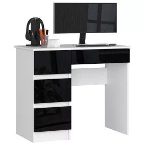   AKORD CLP A-7 Balkezes Számítógépasztal Magasfényű Fekete