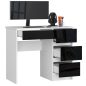 AKORD A-7 Kompakt Számítógépasztal Laminált Fehér-Fekete Magasfényű 90cm Jobbos