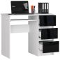 AKORD CLP A-6 Számítógépasztal Laminált Fehér-Fekete Magasfényű 90 cm
