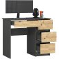   AKORD CLP Jobboldali Íróasztal Laminált Grafitszürke Artisan Tölgy 4-Fiókos