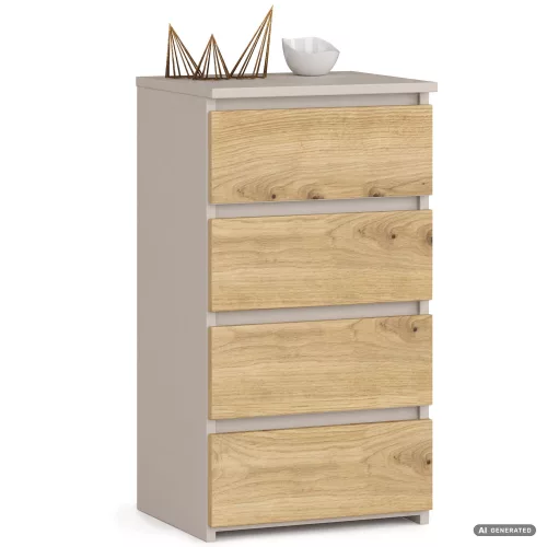 AKORD CLP CL4 Komód Laminált Forgácslap Kasmír / Artisan Tölgy 4 Fiókos