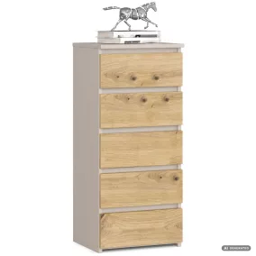   AKORD CLP CL5 Komód Laminált Lap Kasmír / Artisan Tölgy 5 Fiókos