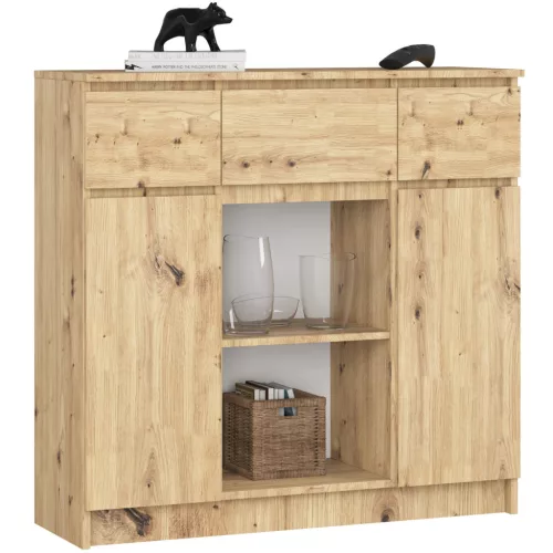 AKORD K100 Artisan Tölgy Komód 101cm 2 Ajtós 3 Fiókos