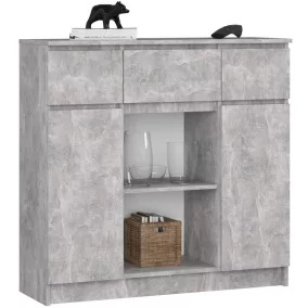 AKORD K100 Beton Komód 3 Fiókos 2 Ajtós Tárolószekrény