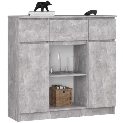 AKORD K100 Beton Komód 3 Fiókos 2 Ajtós Tárolószekrény