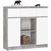 AKORD K100 Modern Komód Laminált Beton-Fehér 3 Fiókos
