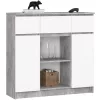 AKORD K100 Modern Komód Laminált Beton-Fehér 3 Fiókos