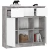 AKORD K100 Modern Komód Laminált Beton-Fehér 3 Fiókos