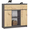 AKORD K100 Modern Komód Laminált Grafit-Artisan Tölgy 6 Polcos