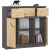 AKORD K100 Modern Komód Laminált Grafit-Artisan Tölgy 6 Polcos