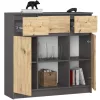 AKORD K100 Modern Komód Laminált Grafit-Artisan Tölgy 6 Polcos