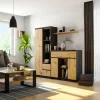 AKORD K100 Modern Komód Laminált Grafit-Artisan Tölgy 6 Polcos