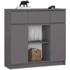 AKORD K100 Modern Komód Laminált Grafit-Szürke 6 Polcos