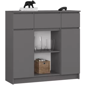 AKORD K100 Modern Komód Laminált Grafit-Szürke 6 Polcos
