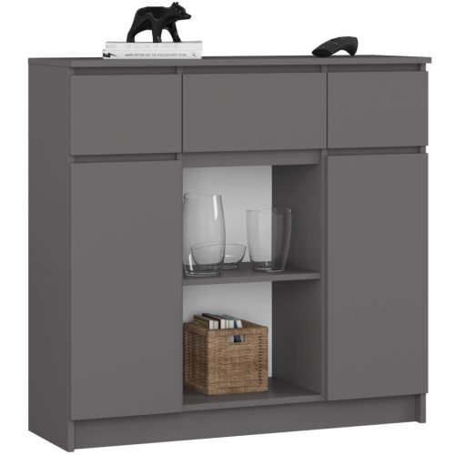 AKORD K100 Modern Komód Laminált Grafit-Szürke 6 Polcos