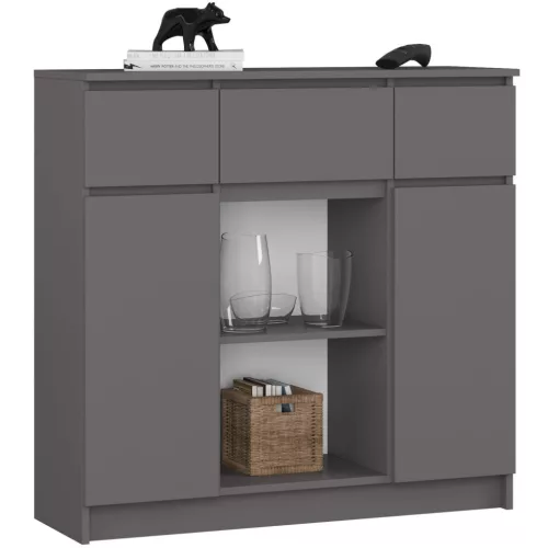AKORD K100 Modern Komód Laminált Grafit-Szürke 6 Polcos