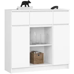 AKORD K100 Modern Komód Laminált Fehér 3 Fiókos