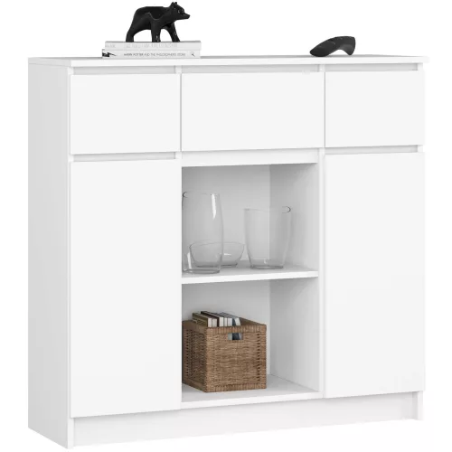 AKORD K100 Modern Komód Laminált Fehér 3 Fiókos