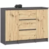 AKORD K100 Klasszikus Komód Laminált Grafit-Artisan Tölgy
