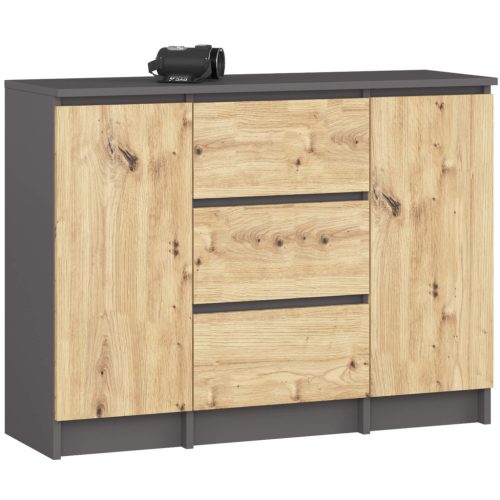 AKORD K100 Klasszikus Komód Laminált Grafit-Artisan Tölgy