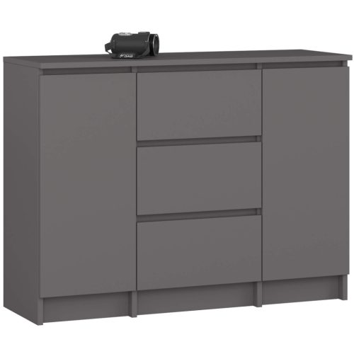 AKORD K100 Klasszikus Komód Laminált Grafit-Szürke 3 Fiókos