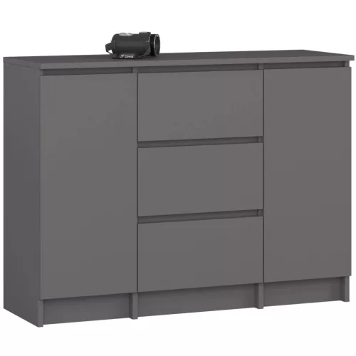 AKORD K100 Klasszikus Komód Laminált Grafit-Szürke 3 Fiókos