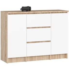   AKORD K100 Sonoma Tölgy-Fehér Komód 2 Ajtóval és 3 Fiókkal