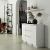 AKORD K100 Klasszikus Komód Laminált Fehér 3 Fiókos