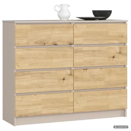 AKORD CLP K120 Komoda Laminált Kaszmír / Artisan Tölgy 8 Fiókos