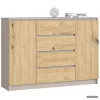 AKORD CLP K140 Komód Laminált Lap Kasmír / Artisan Tölgy 2 Ajtós 4 Fiókos