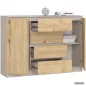   AKORD CLP K140 Komód Laminált Lap Kasmír / Artisan Tölgy 2 Ajtós 4 Fiókos