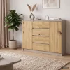 AKORD CLP K140 Komód Laminált Lap Kasmír / Artisan Tölgy 2 Ajtós 4 Fiókos