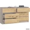 AKORD Furniture Factory CLP K140 Komoda Laminált Lap Kasmír / Artisan Tölgy 6 Fiókos