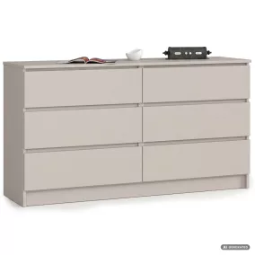   AKORD Furniture Factory CLP K140 Komoda Laminált Lap Kasmír 6 Fiókos