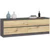AKORD CLP K160 Komód Laminált Grafitszürke/Artisan Tölgy 4 Fiókos