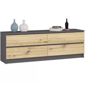   AKORD CLP K160 Komód Laminált Grafitszürke/Artisan Tölgy 4 Fiókos