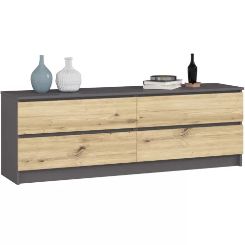 AKORD CLP K160 Komód Laminált Grafitszürke/Artisan Tölgy 4 Fiókos