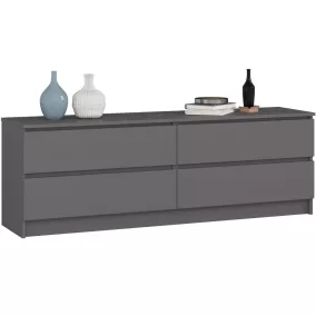 AKORD CLP K160 Komód Laminált Grafitszürke 4 Fiókos