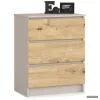AKORD CLP K60 Komód Laminált Forgácslap Kasmír / Artisan Tölgy 3 Fiókos