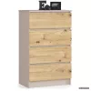 AKORD Furniture Factory CLP K60 Komoda Laminált Kaszmír / Artisan Tölgy 4 Fiókos