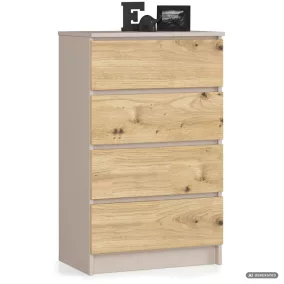   AKORD Furniture Factory CLP K60 Komoda Laminált Kaszmír / Artisan Tölgy 4 Fiókos