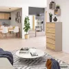 AKORD CLP K60 Komód Laminált Forgácslap Kasmír / Artisan Tölgy 5 Fiókos