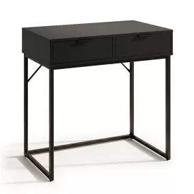   AKORD ELANO Loft Konzolasztal 2 Fiókkal 80 cm Fekete Fém Lábakkal