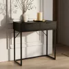 AKORD ELANO Loft Konzolasztal 2 Fiókkal 80 cm Fekete Fém Lábakkal