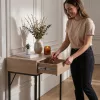 AKORD ELANO Loft Konzolasztal 2 Fiókkal 80 cm Sonoma Tölgy Fekete Lábakkal