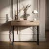 AKORD ELANO Loft Konzolasztal 2 Fiókkal 80 cm Sonoma Tölgy Fekete Lábakkal