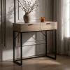 AKORD ELANO Loft Konzolasztal 2 Fiókkal 80 cm Sonoma Tölgy Fekete Lábakkal