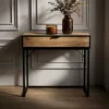 AKORD MODENA loft konzolasztal 1 fiókkal 80 cm dab craft fekete lábakkal