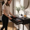 AKORD MODENA loft konzolasztal 1 fiókkal 80 cm fekete fém lábakkal